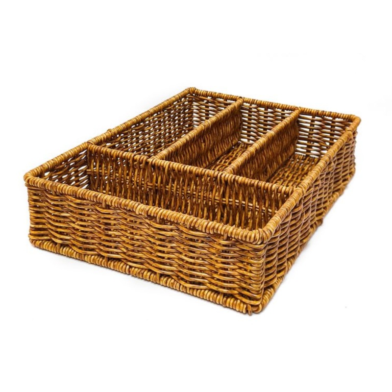 Woven PP Rattan Metal Frame Storage Basket Organizer