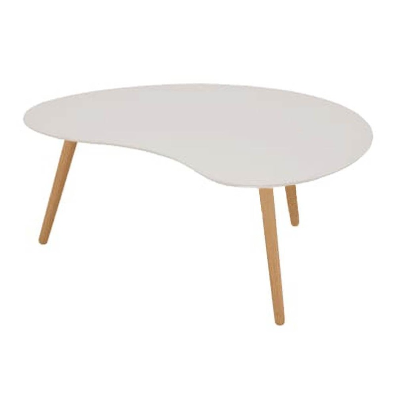 Art Curved Modern Scandinavian Wooden Coffee Table - White