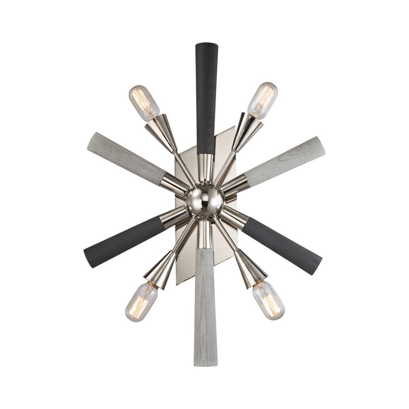 SPUTNIK Wall Light Interior Surface Mounted ESx4 Sea Anenome Dark & Light Grey with Polished Nickel