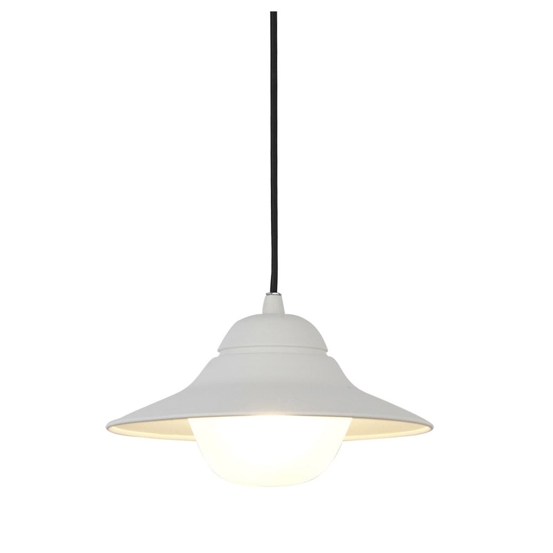 SPY Pendant Lamp Light ES Matte White Sun Hat IP44 OD340mm Frosted Diffuser