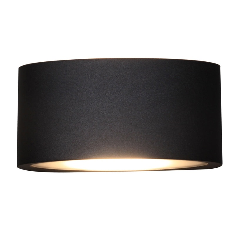 TAMA Wall Light Surface Mounted Up/Down 6.8W Curved Black 3000K IP54 605LM