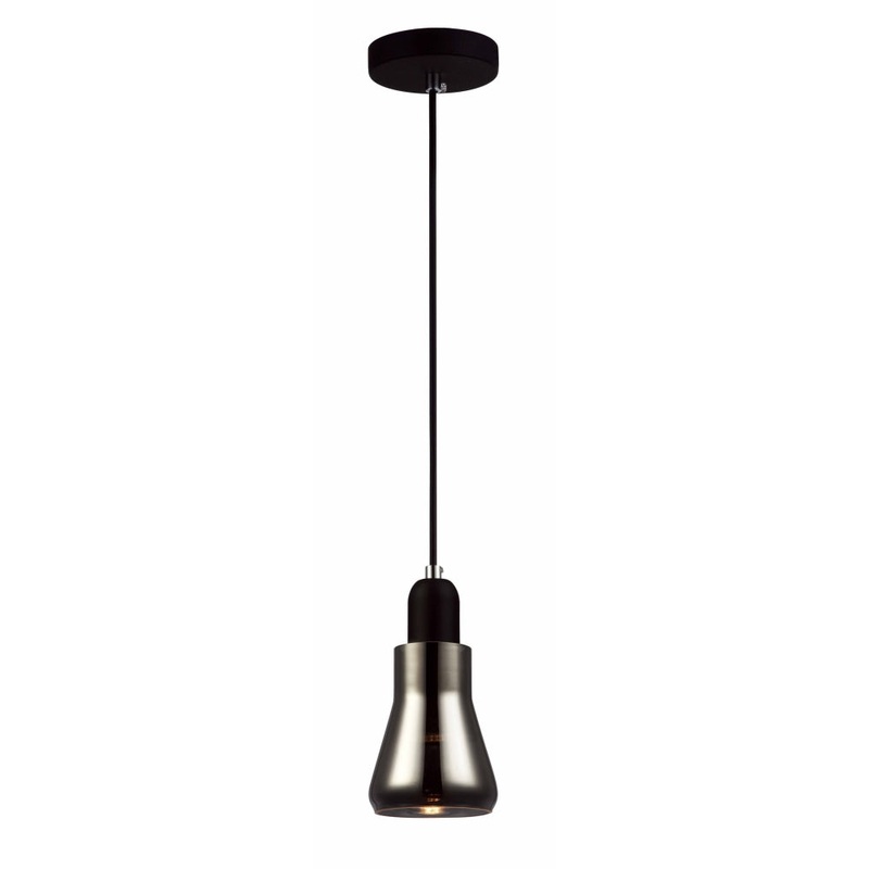 YARRA Pendant Lamp Light Interior GU10 Black Smoke Glass Flute OD90mm