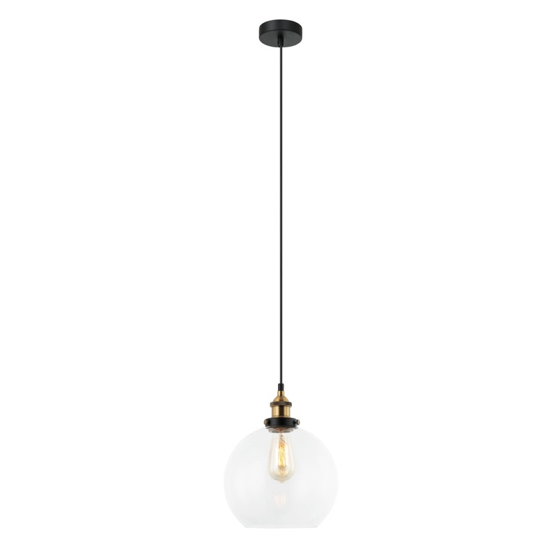 PESINI Pendant Lamp Light Interior ES 40W Clear Wine Glass with Antique Brass