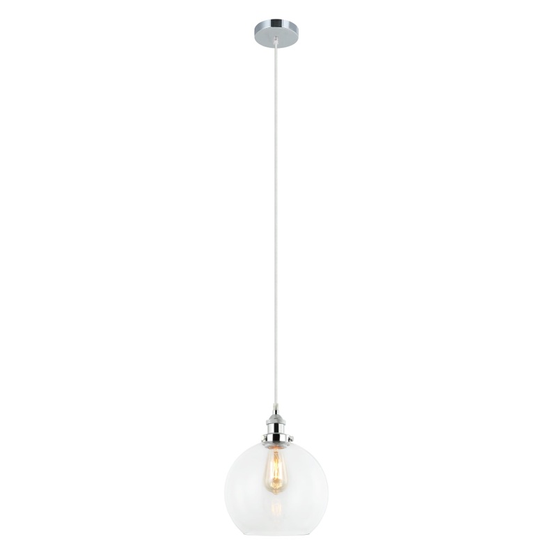 PESINI Pendant Lamp Light Interior ES 40W Clear Wine Glass with Chrome Highlight