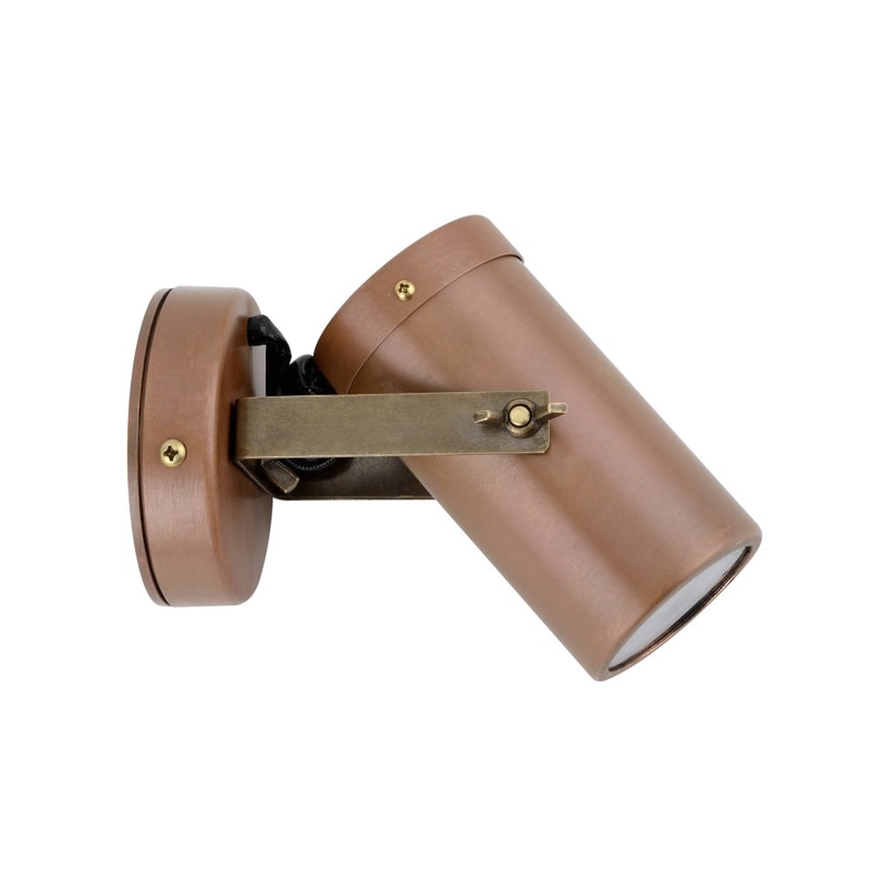 Spot Light Single Adjustable GU10 Aged Copper IP54 Brass Bracket Anti-Glare