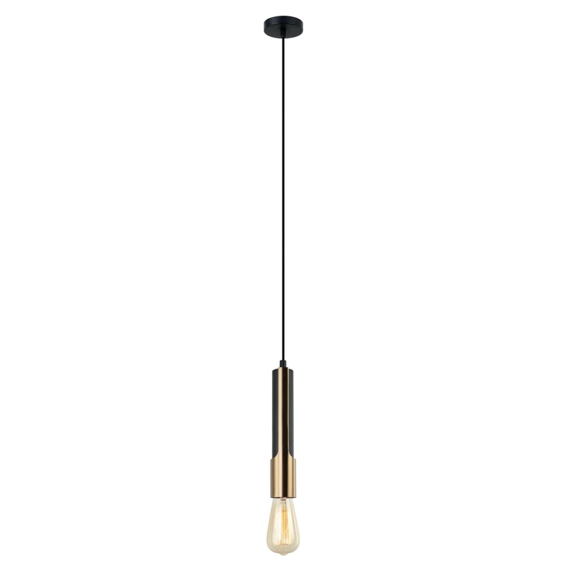 GOLDA Pendant Lamp Light Interior ES Matte Black Vertical Brass Plate Tube OD50mm