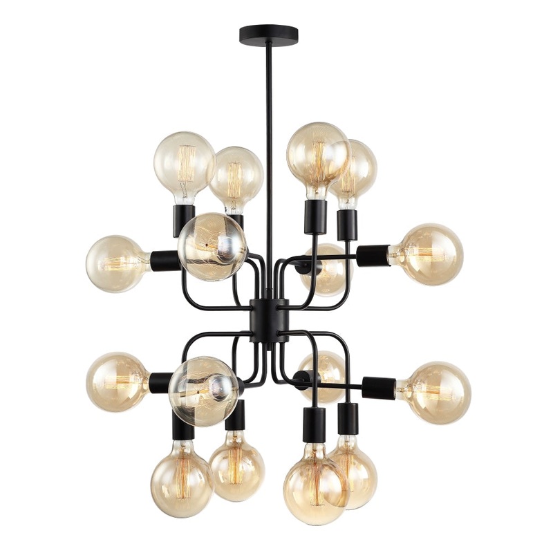 HEXADE Pendant Lamp Light Interior ESx16 Matte Black 8 x C Arms OD505mm