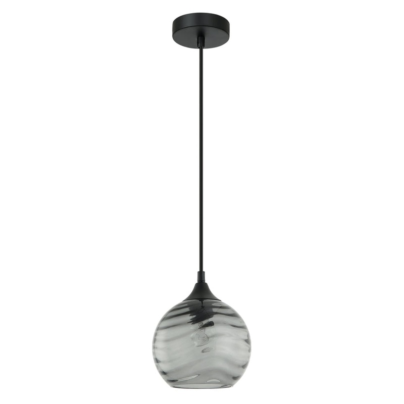 MARBRE Pendant Lamp Light Interior ES OD170mm H180mm Wine Glass Smokey Black Wavy Glass