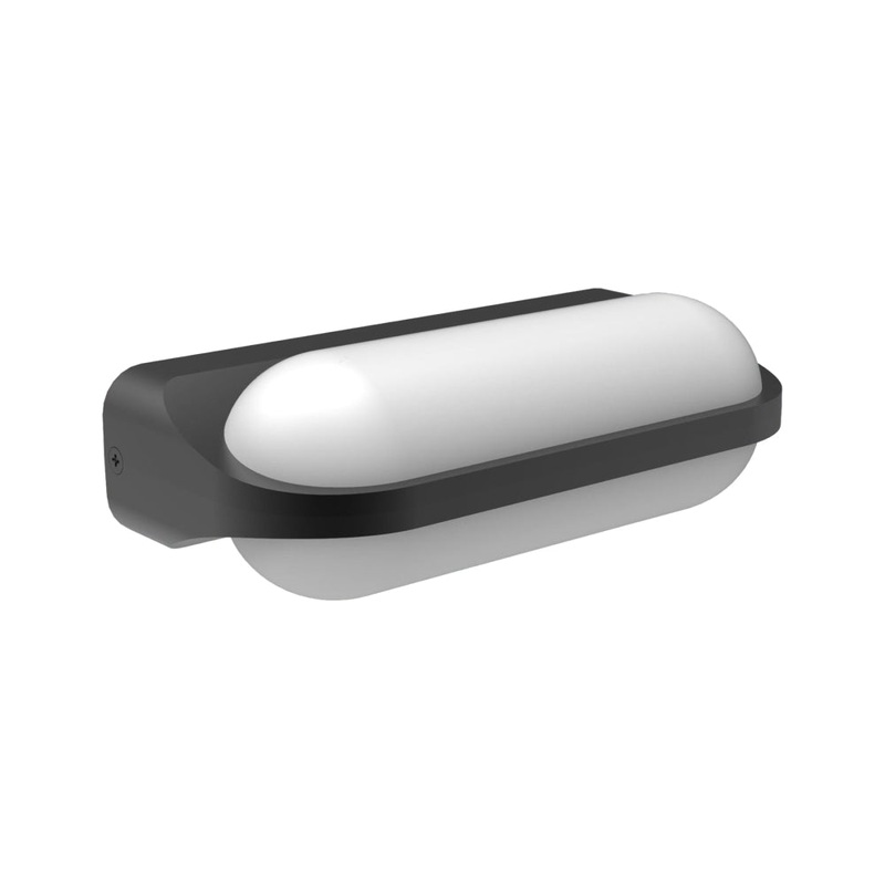 MARINA Wall Light Surface Mounted Up/Down 7W Oval Dark Grey 3000K IP65 Opal Diffuser 380LM