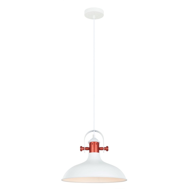 NARVIK Pendant Lamp Light Interior ES Matte White Dome with Copper Highlight OD360mm