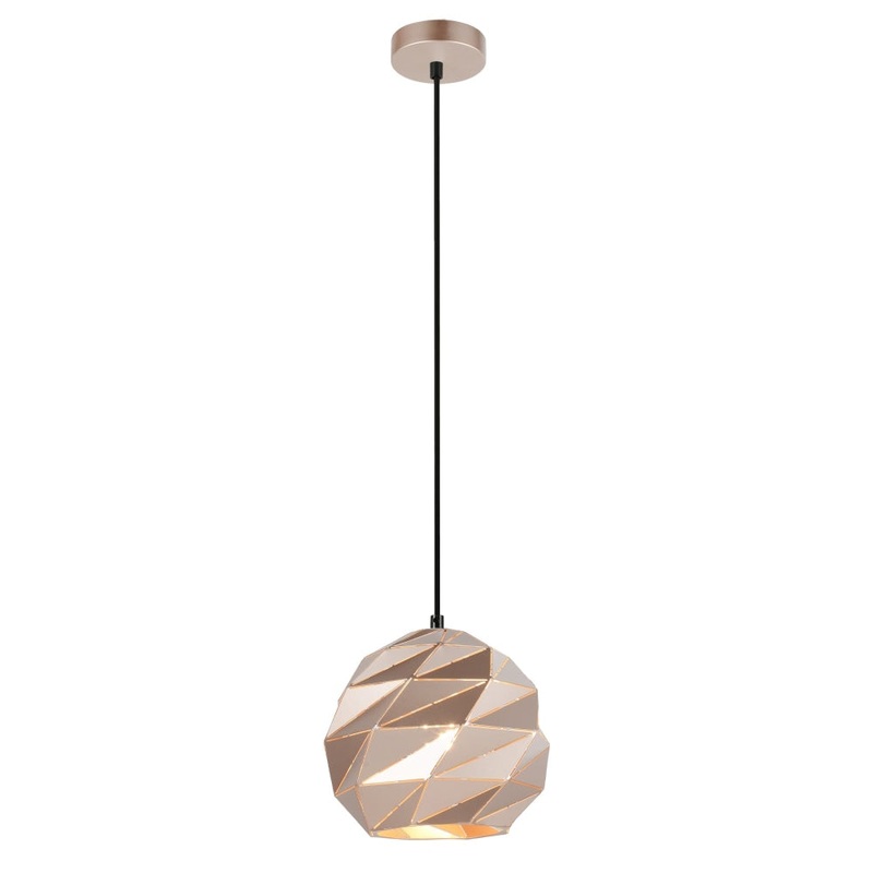 ORIGAMI Pendant Lamp Light Interior ES 60W Rose Gold Dome Small Iron OD220mm x H3215mm