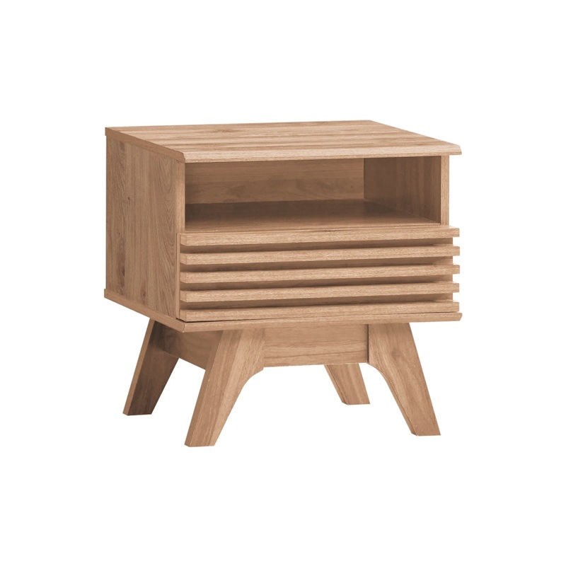 Karyn Wooden Open Shelf Nightstand Side Bedside Table W/ 1-Drawer - Oak