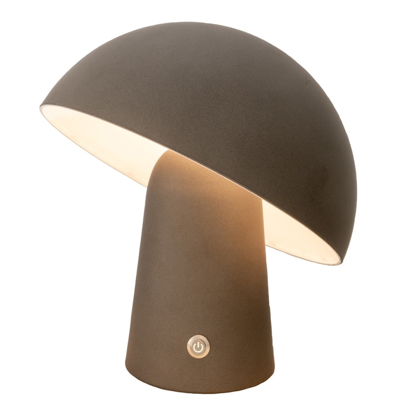Mario Modern Mushroom USB Rechargeable Table Desk Lamp Steel Grey
