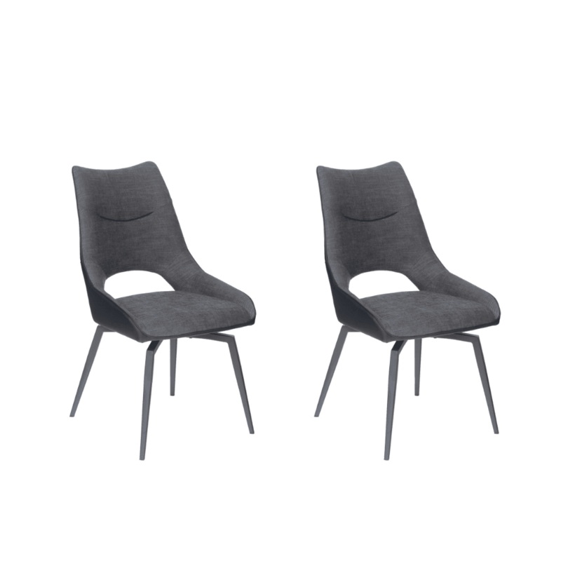 Set Of 2 Casey Rotation Eco Leather Kitchen Dining Side Chair Metal Frame Grey