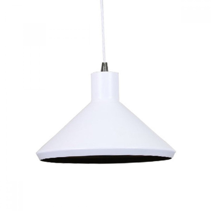 Benson Classic Metal Cone Cord Drop Pendant Light Lamp - Matte White Gold Inside