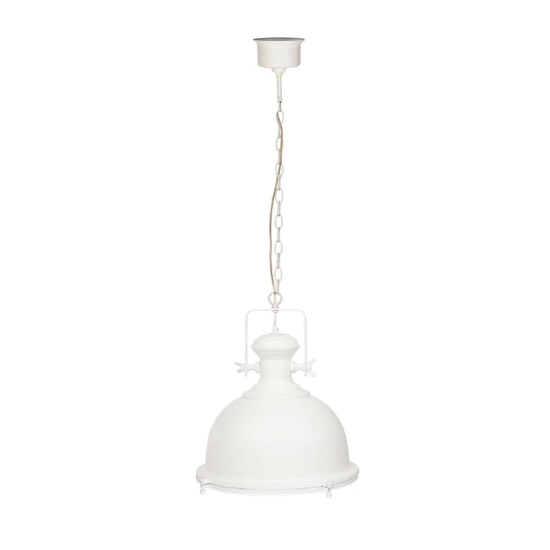 Gandara Classic Pendant Light Lamp industrial Bell Shape Chain Cord 120cm - White Glass Chrome
