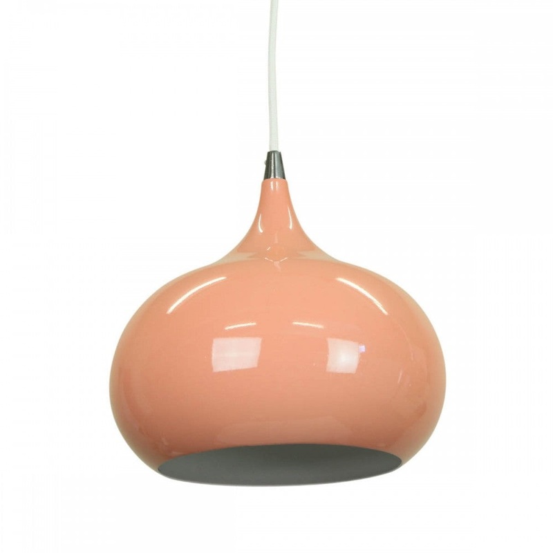 Mini Kirby Inverted Bowl Metal Pendant Light Lamp - Beige Red