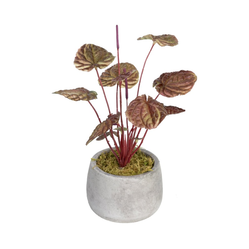 Burgundy Begonia Bush Artificial Faux Plant Decorative 20cm In Pot
