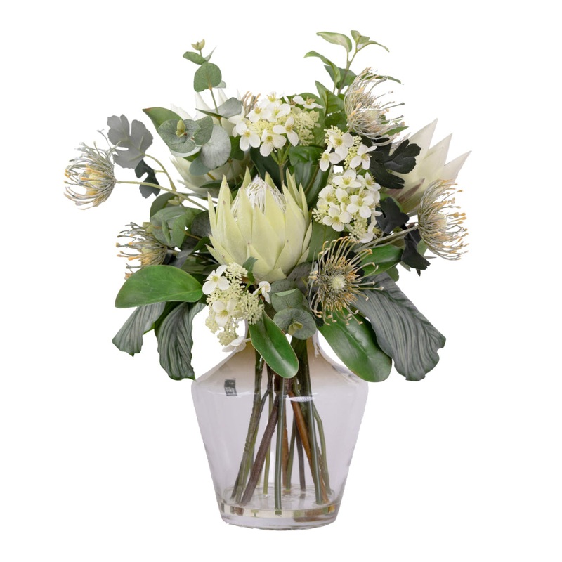 Protea Artificial Faux Plant Flower Decorative Mixed Arrangement 55cm