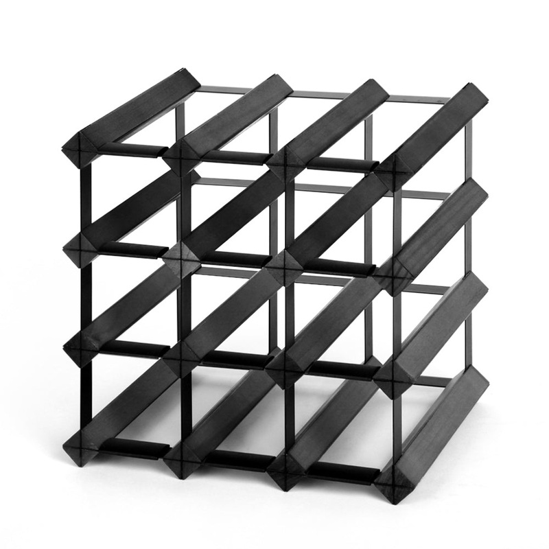 12 Bottle Timber Wine Rack Wooden Storage Wall Racks Holders Cellar Black