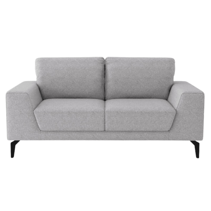 Amigos 2-Seater Fabric Lounge Sofa with Solid Wooden Frame - Grey