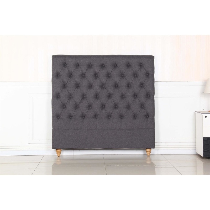 Bed Head Double Size French Provincial Headboard Upholsterd Fabric Charcoal