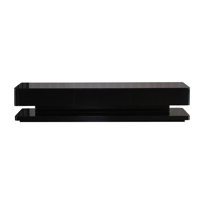TV Cabinet with 3 Storage Drawers With High Glossy Assembled Entertainment Unit in Black colour