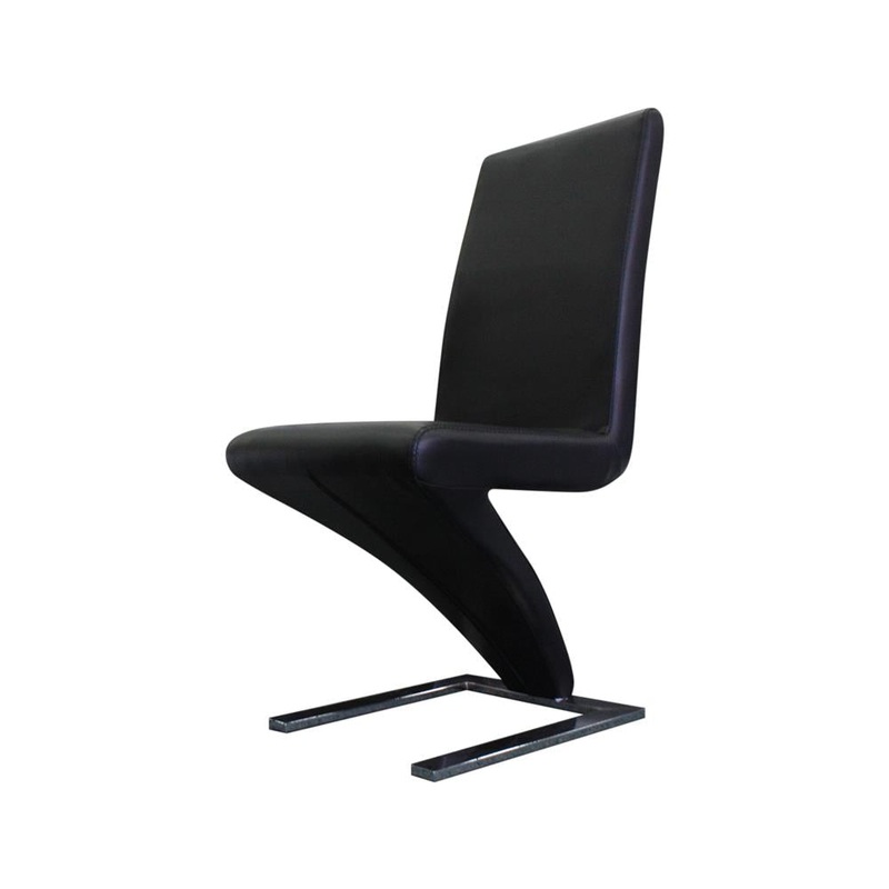 2x Z Shape Black Leatherette Dining Chairs with Stainless Base