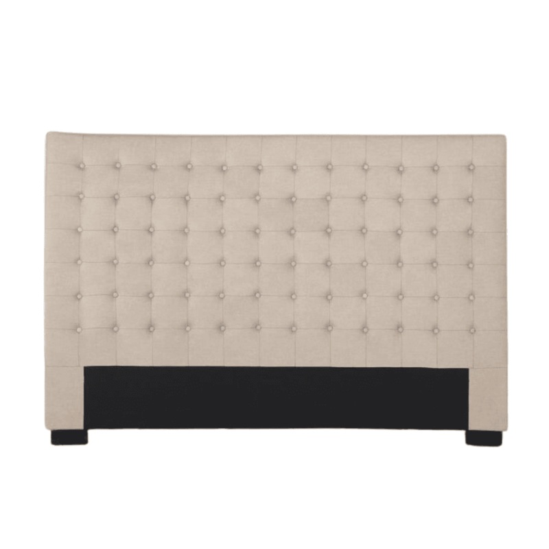 Bed Head King Beige Headboard Upholstery Fabric Tufted Buttons