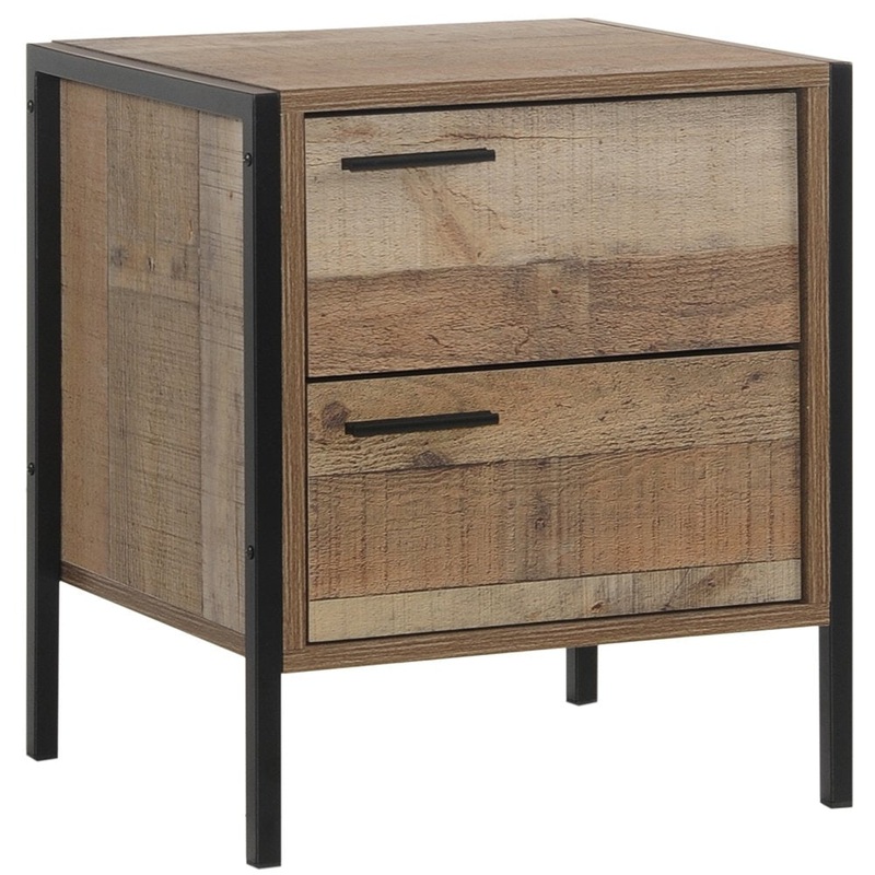 Bedside Table 2 drawers Night Stand Particle Board Construction in Oak Colour