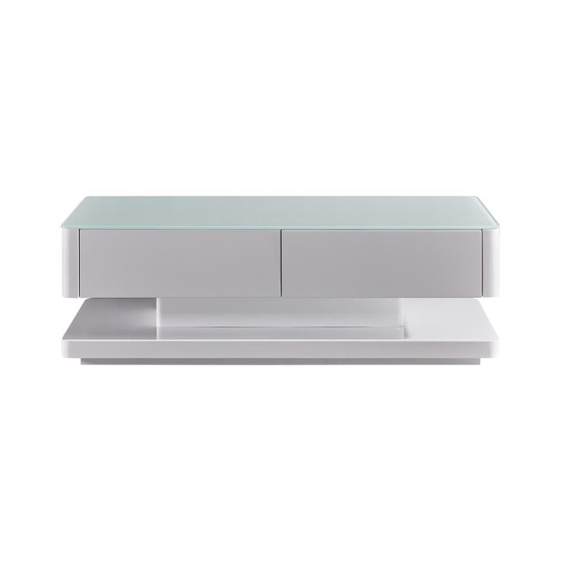 Stylish Coffee Table High Gloss Finish Shiny White Colour with 4 Drawers Storage