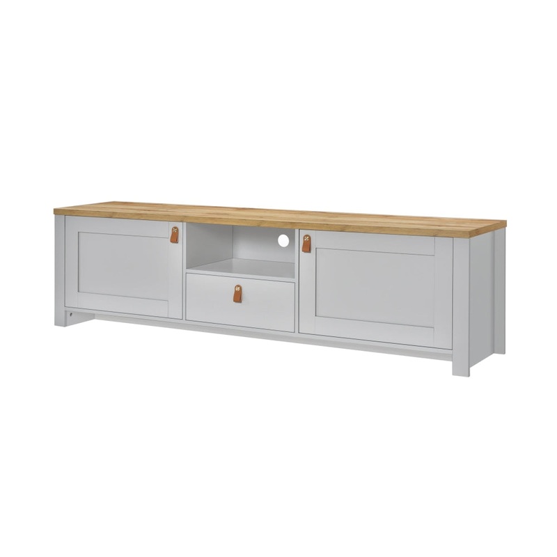 Anera Wooden TV Stand Entertainment Unit 180cm - Oak/Light Grey