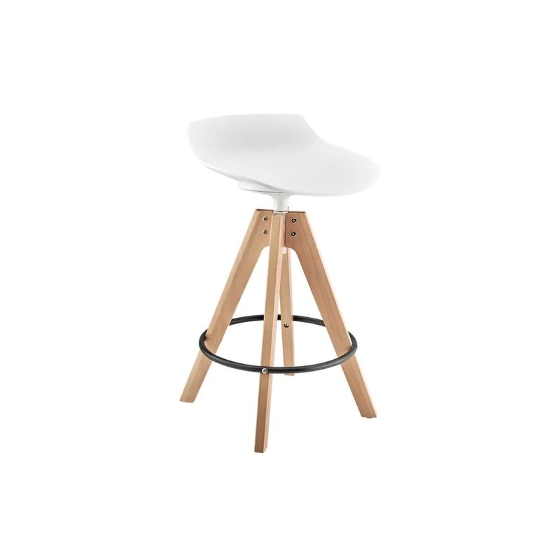 Flow Kitchen Counter Bar Stool Replica Wooden Legs - White