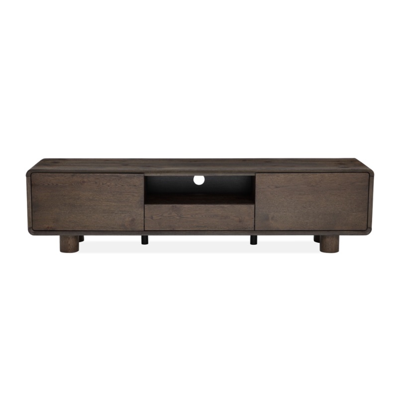 Angelo Wooden Dark Oak Veneer Lowline Entertainment Unit TV Stand 180cm Coffee