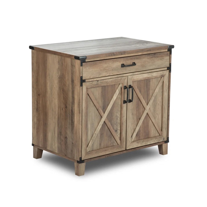 Axel Low Cupboard Storage Storage Cabinet W/ 1-Drawer Rustic Oak