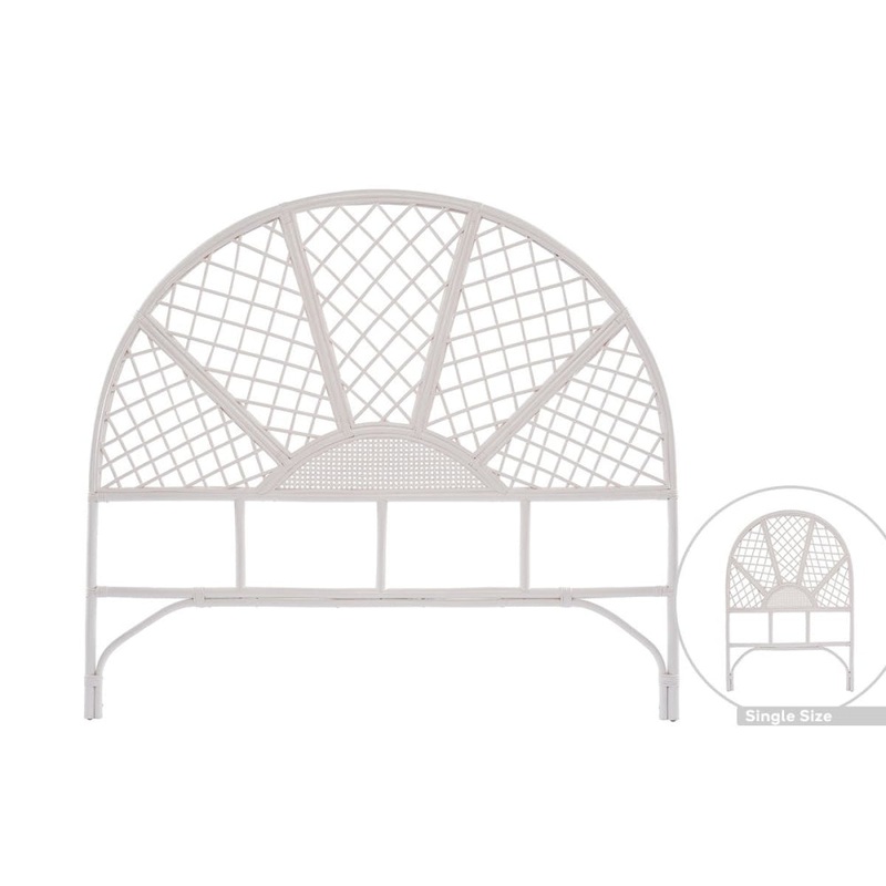 Elise Rattan Eco Friendly Bed Head Headboard Single Size - White