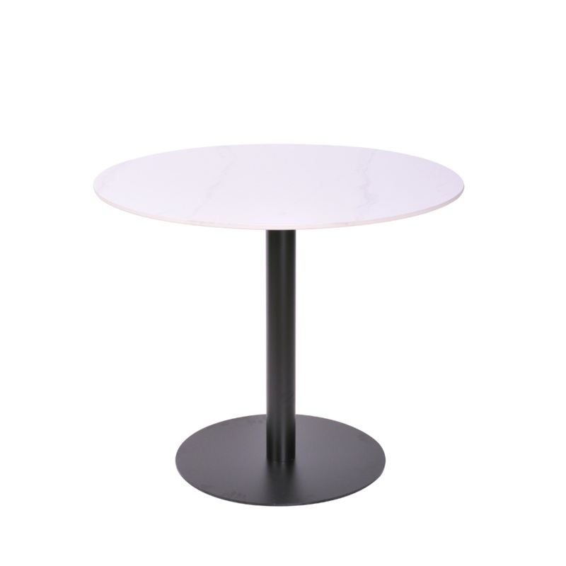 Ettore Ceramic Round Modern Kitchen Dining Table 90cm Metal Frame White Sevella