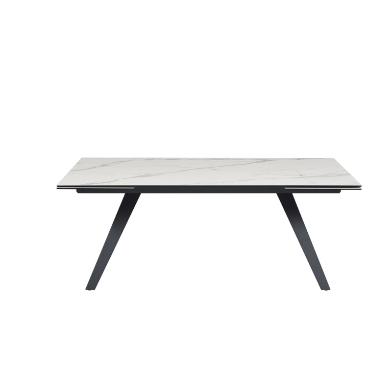 Fabio Ceramic Extension Rectangular Kitchen Dining Table 200-300cm Metal Frame Classic White