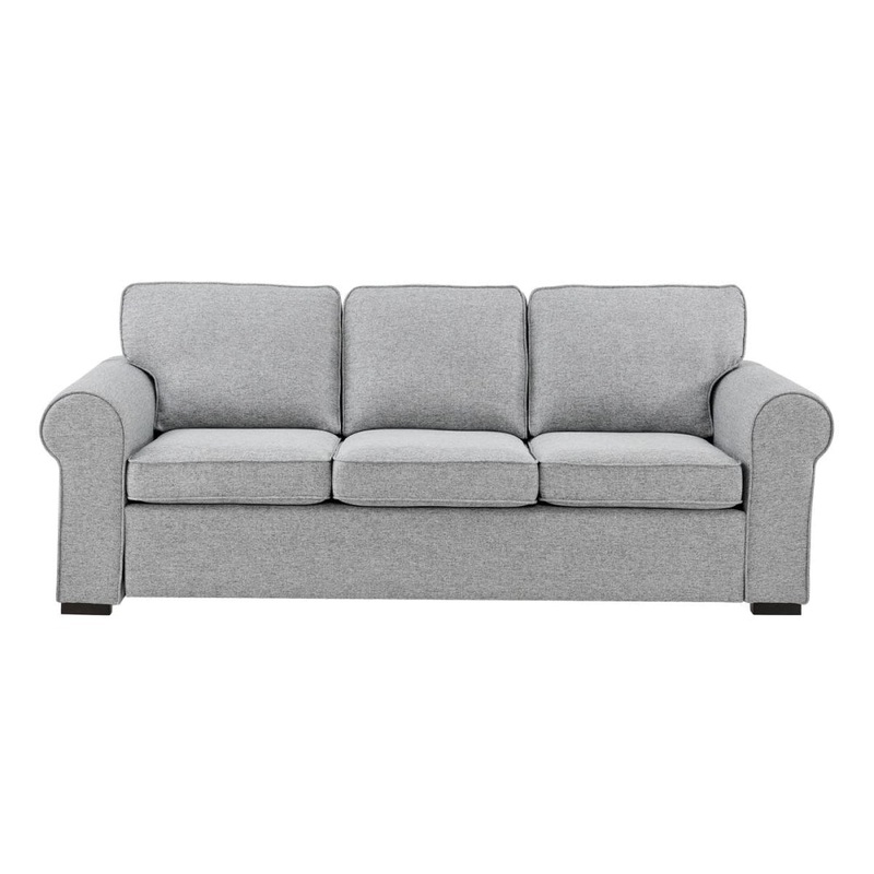 Hamptons 3-Seater Fabric Lounge Sofa - Salt & Pepper