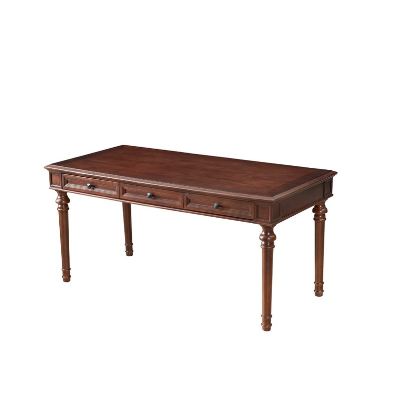 Julius Classic Computer Working Home Office Writing Desk 160cm 3-Drawer Brown