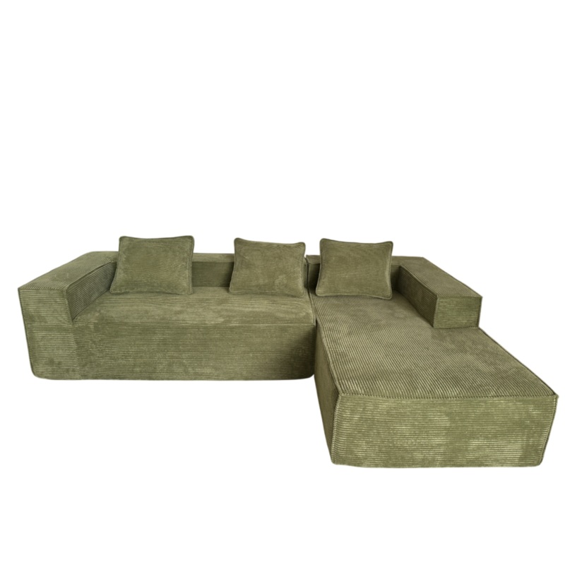 Modern Fabric L-Shape Modular Lounge Sofa Couch - Green