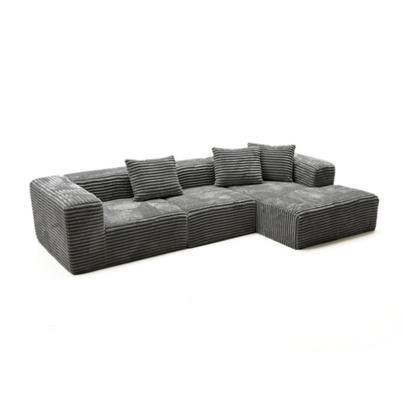 Modern Fabric Modular L-Shape Lounge Sofa Couch - Light Grey