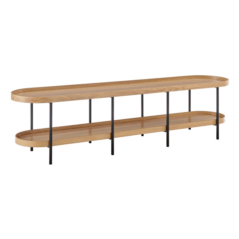Myla Lowline Wooden 2-Tier Entertainment Unit TV Stand 180cm Oak