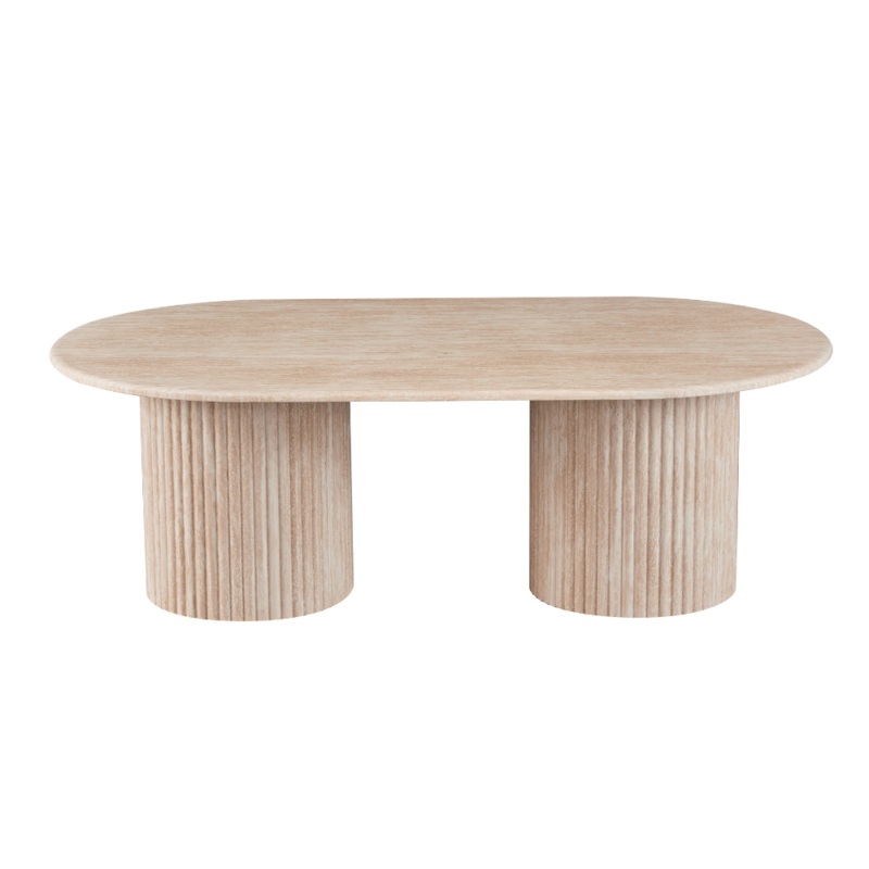 Orazio Faux Marble Wooden Frame Coffee Table Travertine