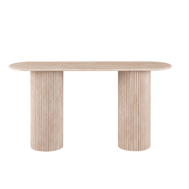 Orazio Faux Marble Wooden Frame Hallway Console Hall Table Travertine