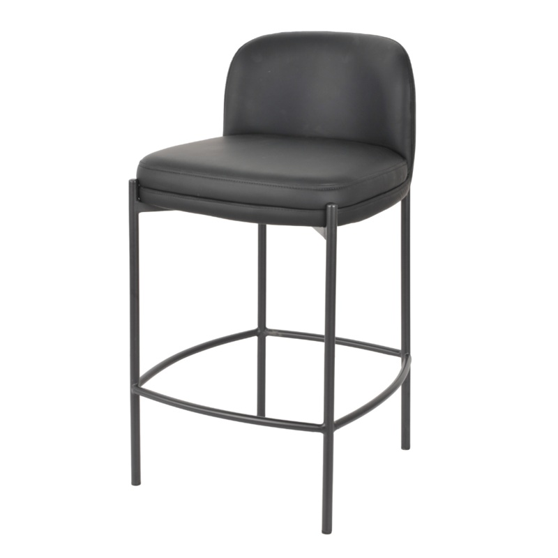 Primo Eco Leather Modern Kitchen Counter Bar Stool Metal Legs 67cm Black