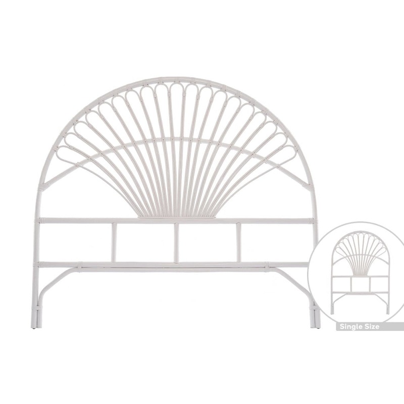 Remi Rattan Eco Friendly Bed Head Headboard Single Size - White