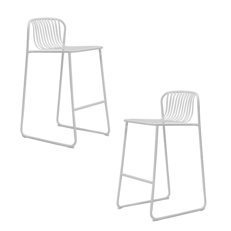 Set Of 2 Renzo Antirust Treatment Metal Outdoor Counter Bar Stool Chair White