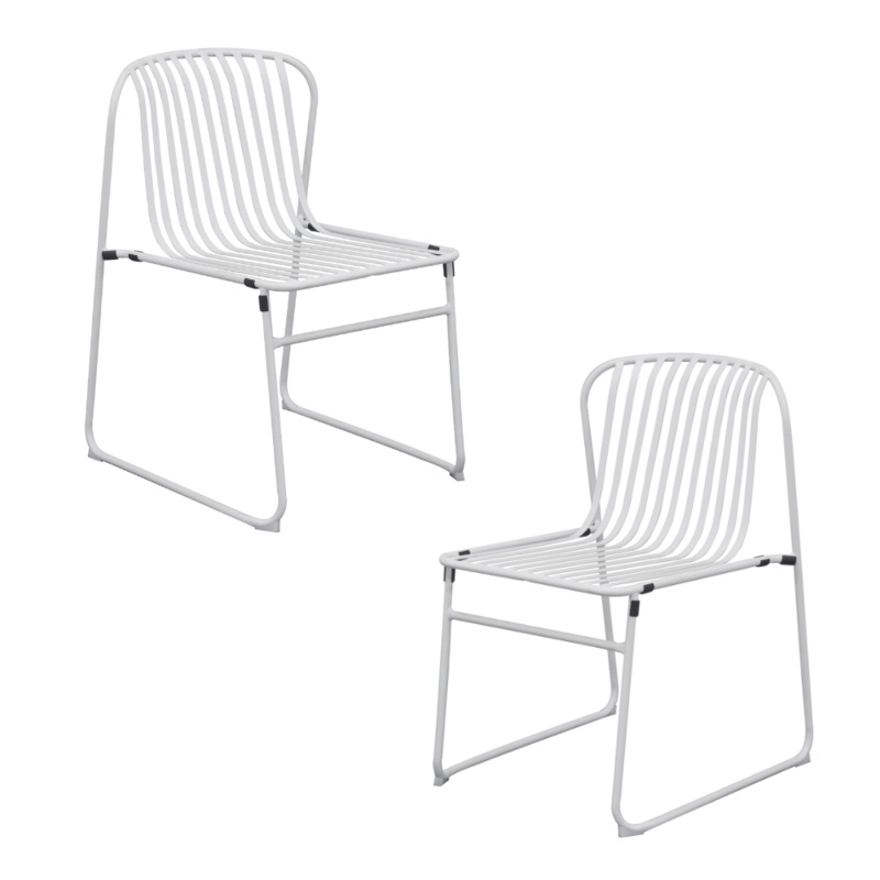Set Of 2 Renzo Antirust Treatment Metal Outdoor Dining Side Chair White