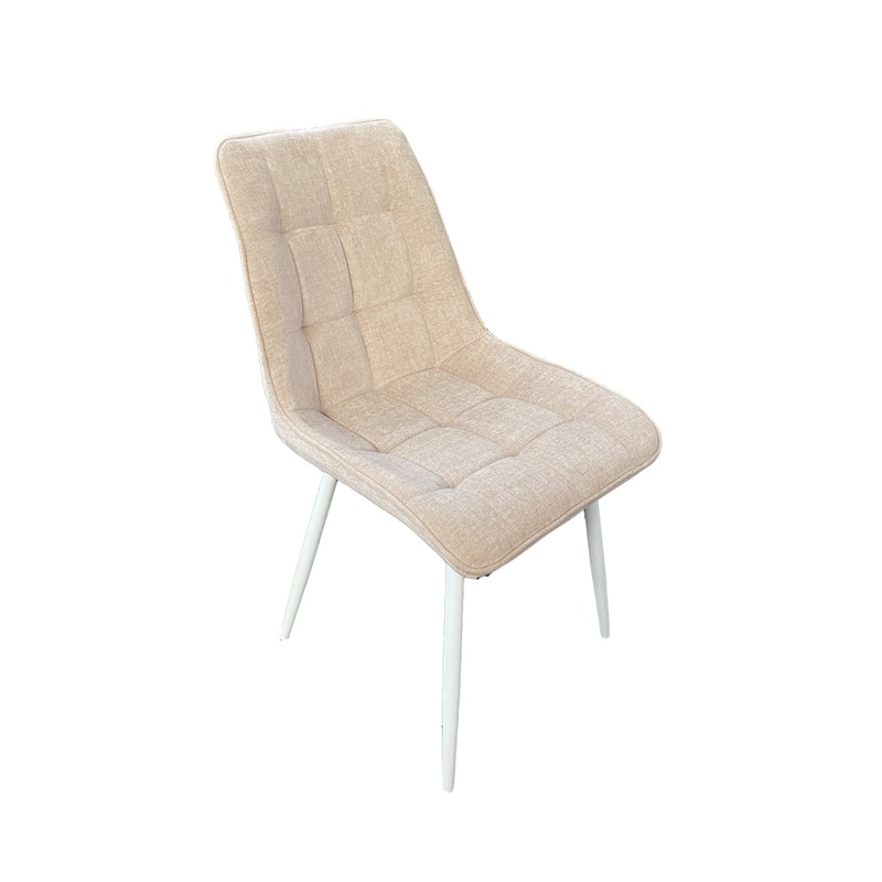 Set Of 4 Loma Fabric Kitchen Dining Side Chair Metal Legs Beige/White